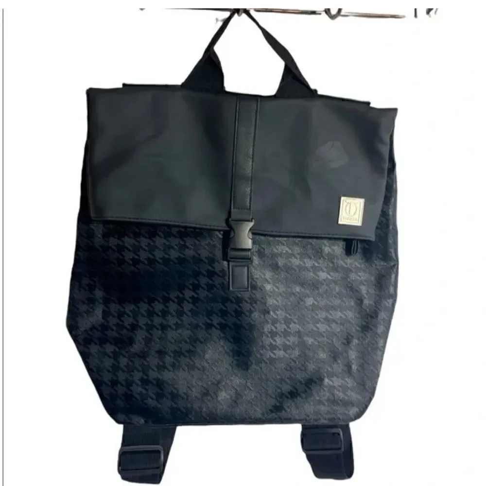 TANGER Large Unisex Back Houndstooth Backpack Laptop Tablet Bag Tote